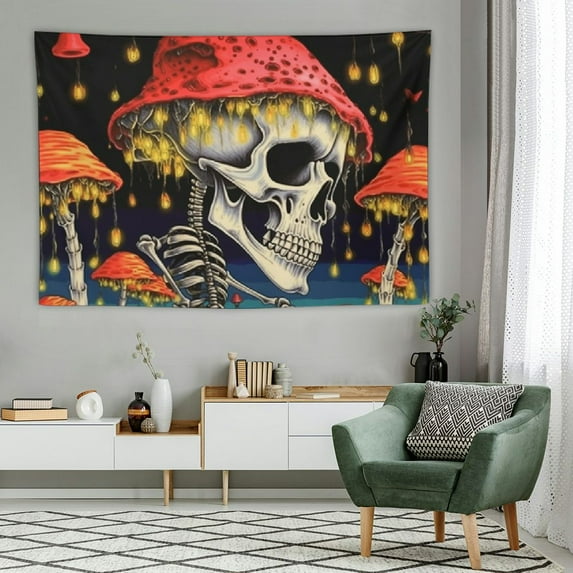 ONETECH  Skull Mushroom Tapestry Skeleton Lovers Tapestries Vintage Plants Tapestry Moon Garden Galaxy Tapestry Gothic Wall Tapestry for Bedroom Aesthetic Decor