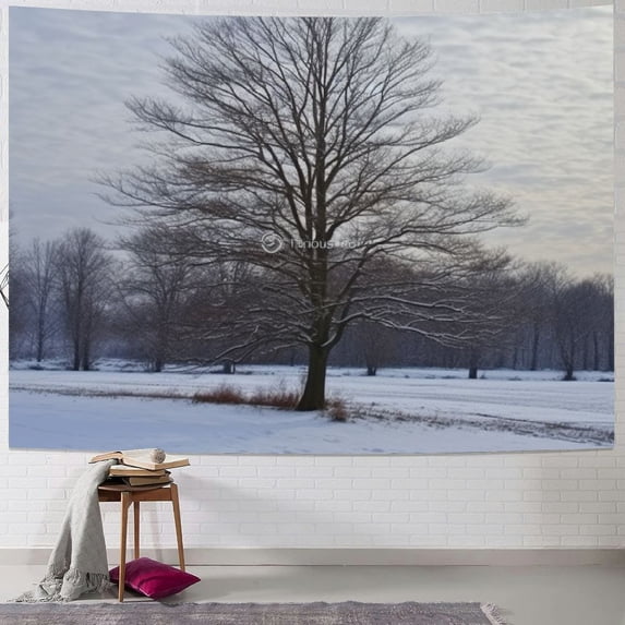 ONETECH Snowy Landscape Tapestry Wall Hanging Home Decor Dormitory Decoration Bed Sheet Tablecloth Curtain Picnic Blanket 40x30inch