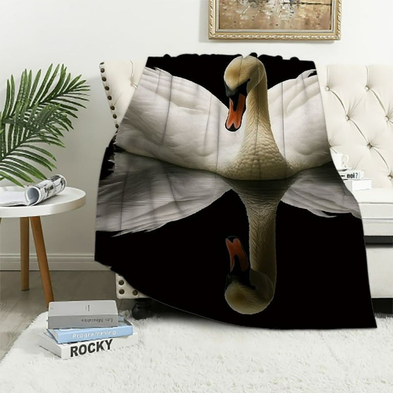 ONETECH Soft Cozy Throw Blanket Swan Reflection in The Water Pattern Fuzzy Warm Couch Bed Blanket for Adult Youth Polyester Home Travel Camping Applicable Walmart
