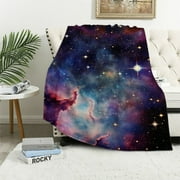 ONETECH  Soft Galaxy Blanket Full Purple Nebula Throw Blanket Universe Small Outer Space Adult and Child Comfy Home for Living Room Sofa Nap Cozy Pretty Abstract Art Printed Design Gifts