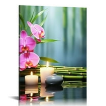 ONETECH Spa Zen Stone Giclee Canvas Prints Wall Art Paintings Pictures for Living Room Bedroom Home Office Decor Modern Stretched and Framed Green Bamboo Pink Flowers Romance Artwork