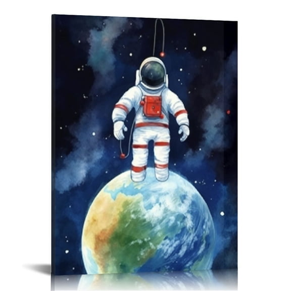 ONETECH Space Astronaut Canvas wall Galaxy Planet Poster Picture Colorful Fantasy Universe Painting Fantasy Outer Spaceman Planet Universe Artwork Wall Decor Boys Bedroom Decoration 16x20 in