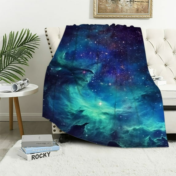 FUMJ Space Galaxy Blanket, Soft Warm Fuzzy Plush Blanket, Smooth Cozy Flannel Throw Blanket for Bed/Couch/Office/Camping