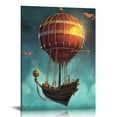 thumbnail image 1 of ONETECH  Space Theme Canvas Wall Art Steampunk Airship Fantasy Picture Starry Night Sky Abstract Artwork Stretched And Framed for Kids Bedroom Classroom Ready to Hang, 1 of 4