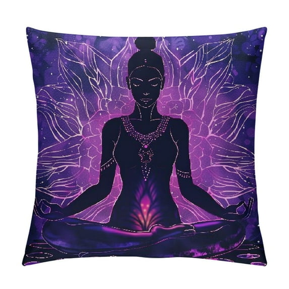 ONETECH Spiritual Yoga Couch Pillow Cover, Colorful Mandala Lotus Position Decorative Throw Pillow Case Cushion Cover Pillowcase for Home Office Dorm