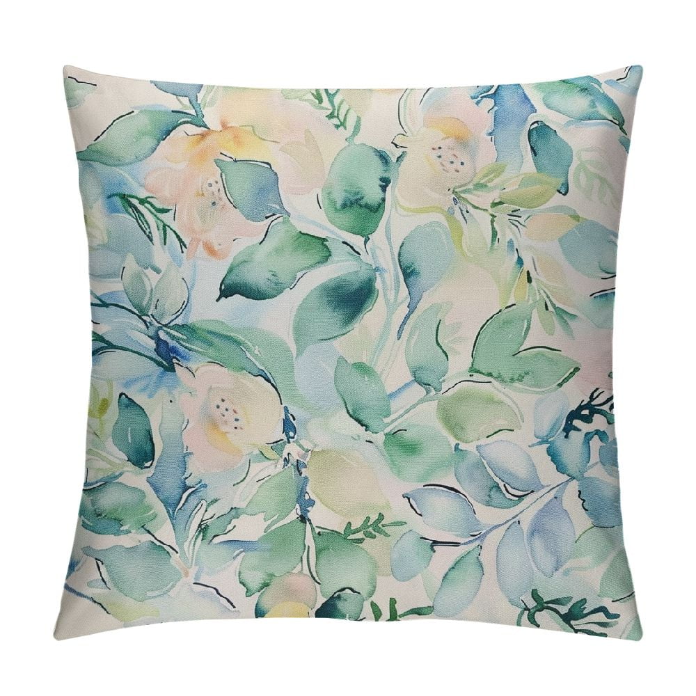 Spring Eucalyptus Leaf Pillow Covers Beige Sage Green Leaves Pillow Case Spring Floral