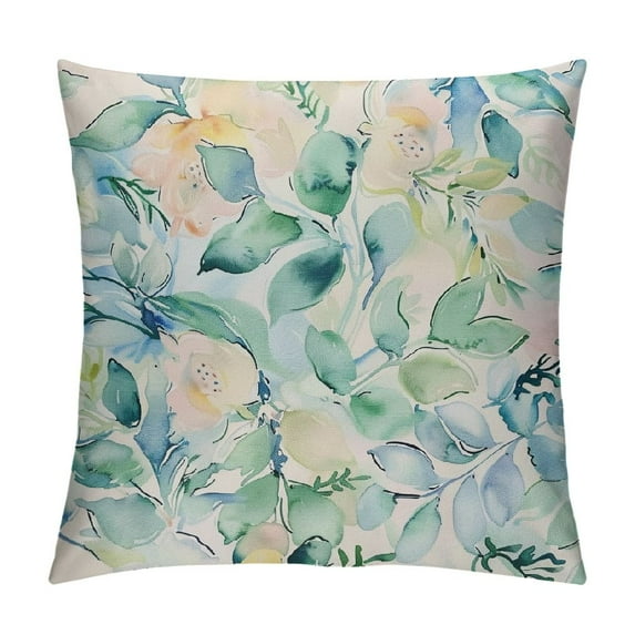 ONETECH Spring Eucalyptus Leaf Pillow Covers Beige Sage Green Leaves Pillow Case Spring Floral Watercolor Print Decorative Throw Pillows Farmhouse Pillowcase Cushion Case for Home Sofa