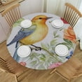 thumbnail image 1 of FUMJ Spring Floral Roses Bird Butterfly Round Tablecloth Pink Flowers Circular Table Cloths Cover Washable Polyester Tabletop Runner for Kitchen Party Picnic Dining Decor, 1 of 7