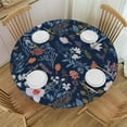 thumbnail image 1 of ONETECH  Spring Floral Tablecloth Round Farmhouse Navy Blue Background Wildflower Round Tablecloth Polyester Washable Table Cover Table Cloth for Kitchen Dining Room Picnic Patio Party, 1 of 7