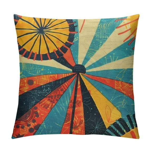 ONETECH  Square Throw Pillow Covers Colorful Japanese Umbrellas Pattern Pillow Cases Decorative for Home Bedroom Sofa Pillowcases Standard