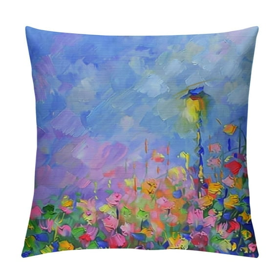 ONETECH Square Throw Pillow Covers Watercolor Colorful Flowers Abstract Floral Aesthetic Art Pillow Cases Decorative for Home Bedroom Sofa Pillowcases