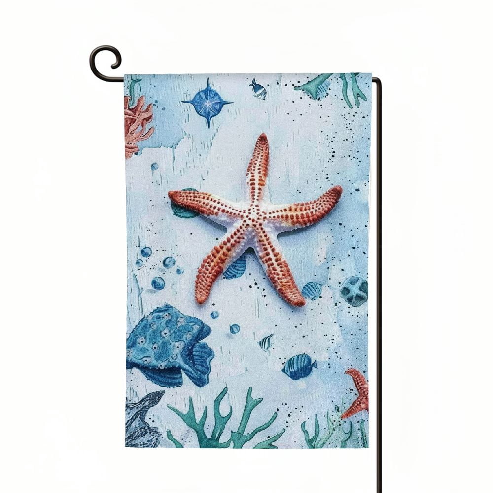 ONETECH Starfish Ocean Garden Flag 12x18in Decorations Burlap Yard Flag ...