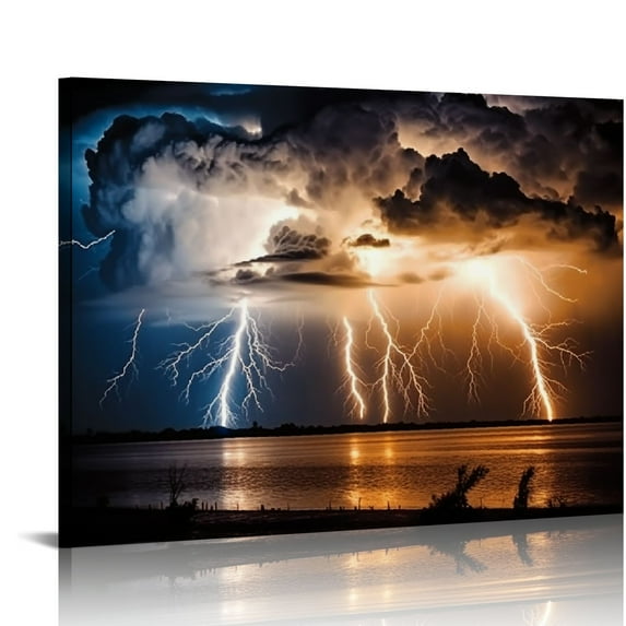 ONETECH Storm Lightning Extreme Weather Poster Canvas Painting Wall Art Picture Gift Bedroom Home Aesthetic Decoration