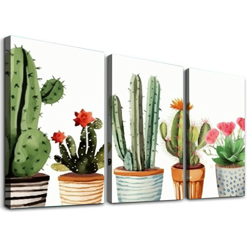 ONETECH Succulent Cactus Wall Art Rustic Botanical Plant Wall Decor ...