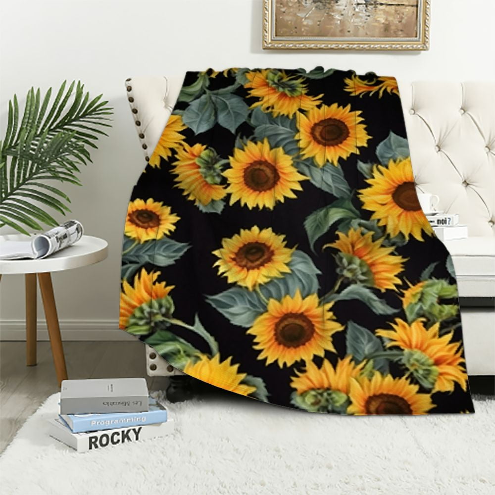 Brown Sunflower Print Blanket