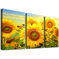 thumbnail image 1 of ONETECH Sunflower Canvas Wall Art Beautiful Field at Sunrise Picture Nature Landscape Painting on Canvas Modern Home Living Room Bedroom Wall Decoration Stretched and 12''x16''X3 Panels, 1 of 4