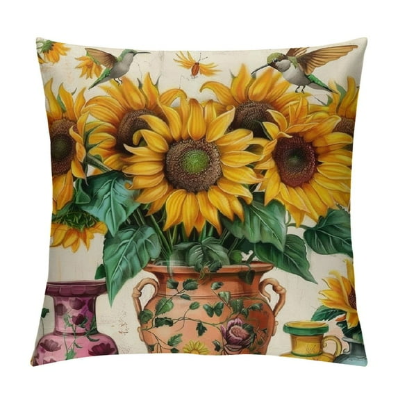 ONETECH Sunflower Throw Pillow Cover,  Home or Office Decor Couch Sofa Pillowcase for Living Room Bedroom, House Decor Supplies