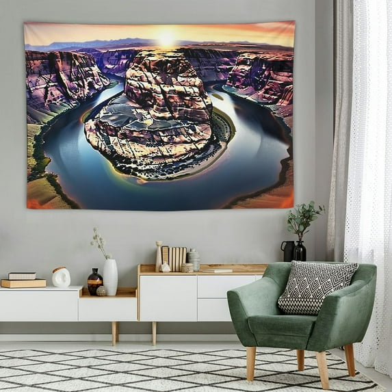 ONETECH Sunset Landscape USA Tapestry Wall Hanging Aesthetic Tapestry Horseshoe Bend Grand Canyon USA Home Wall Decor Wall Hanging for Living Room Bedroom Dorm
