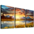 thumbnail image 1 of ONETECH Sunset Mountain Canvas Wall Art - Nature Canvas Pictures for Wall Decor Sunflowers Lake Grand Teton National Park Scenery Canvas Painting Landscape Artwork Living Room12''x16''X3 Panels, 1 of 4