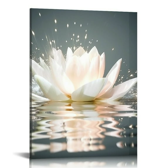 ONETECH T&H XHome Wall Art on Canvas Print Abstract Lotus Arts Office Artwork Home Decoration Living Room Bedroom Bathroom Giclee Walls Decor,Wooden Framed Ready to Hang