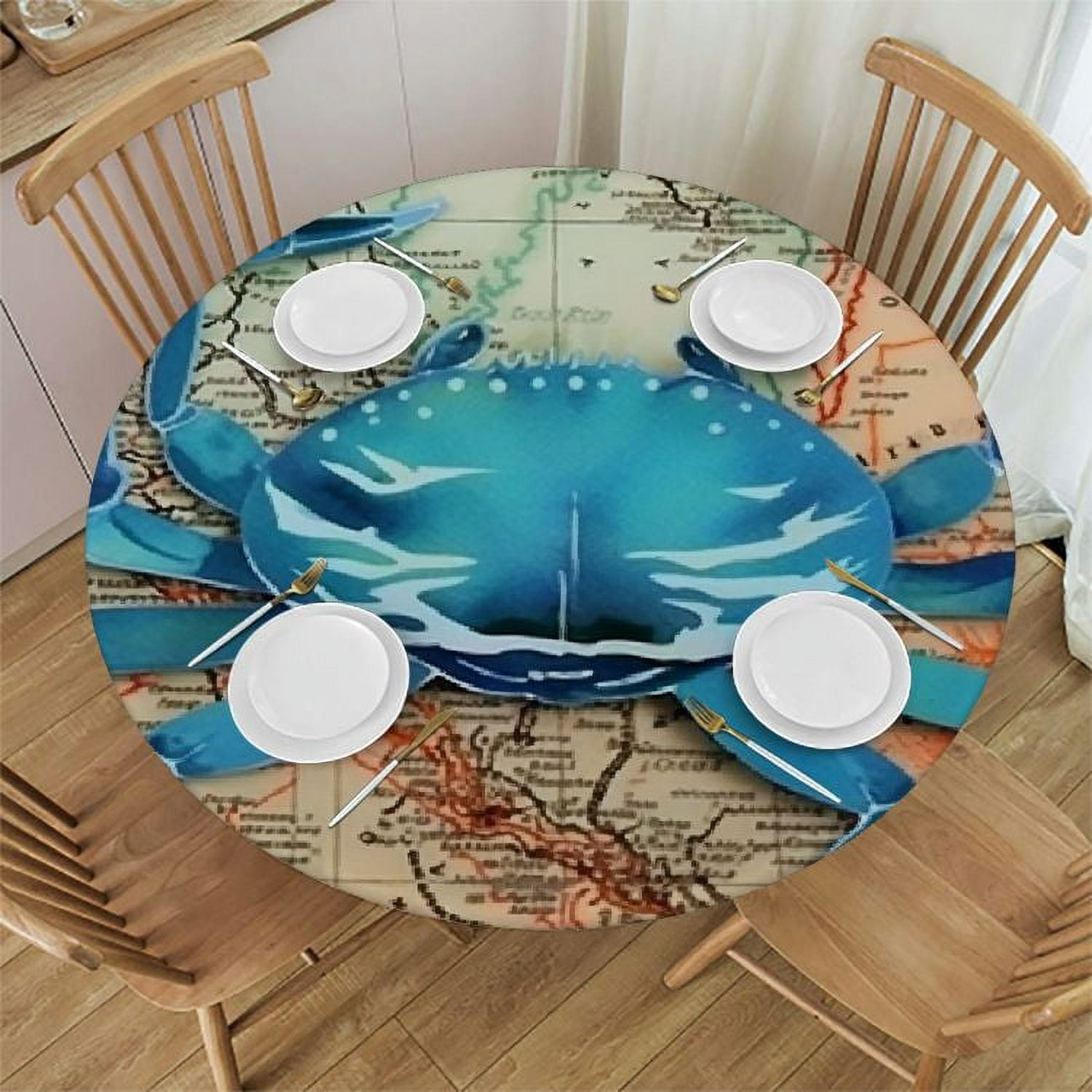 Table Cloth Cover Elastic Edge,for Round Tables,Vintage