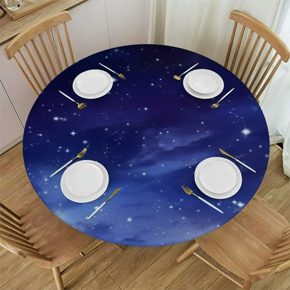 FUMJ Tablecloth Round Galaxy Universe Table Cloth Starry Night Sky Stars Outer Space Table Cover for Dining Room Kitchen Decoration Round Tablecloths