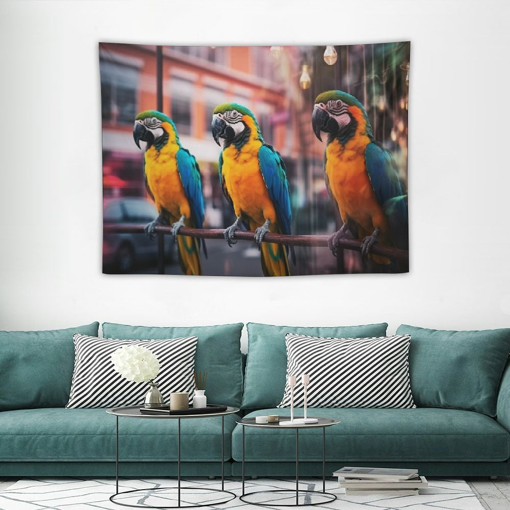 Picture of ONETECH Tapestry, Trippy Birds Macaw Tapestry for Bedroom Wall Tapestry ...