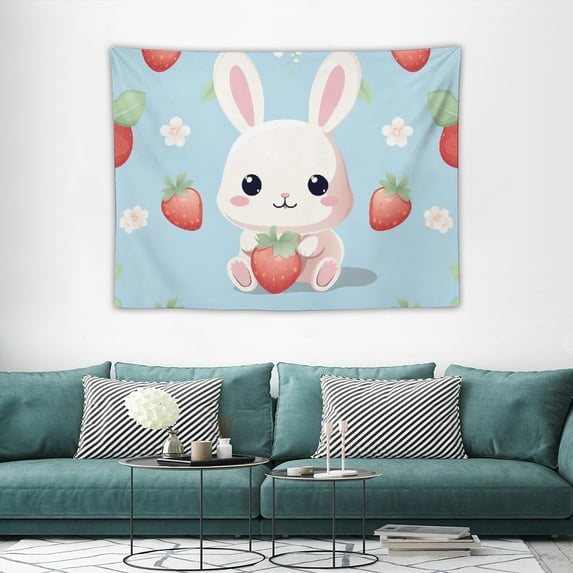 ONETECH Tapestry Wall Hanging,Home Decoration Bedroom Living Room Tapestries, Strawberry Rabbit Tablecloth Landscape Art Sofa Background Wall Covering Decoration Gifts Young People,Strawber