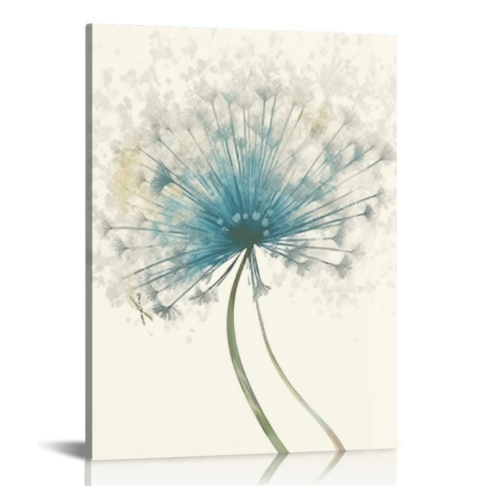 ONETECH Teal Dandelion Canvas Wall Art Abstract Neutral Green Blowing ...