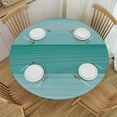 thumbnail image 1 of ONETECH  Teal Round Table cover, Teal Turquoise Green Wood Decorative Table Cloth for Circular Table Cover Dinner Table Parties, 1 of 7
