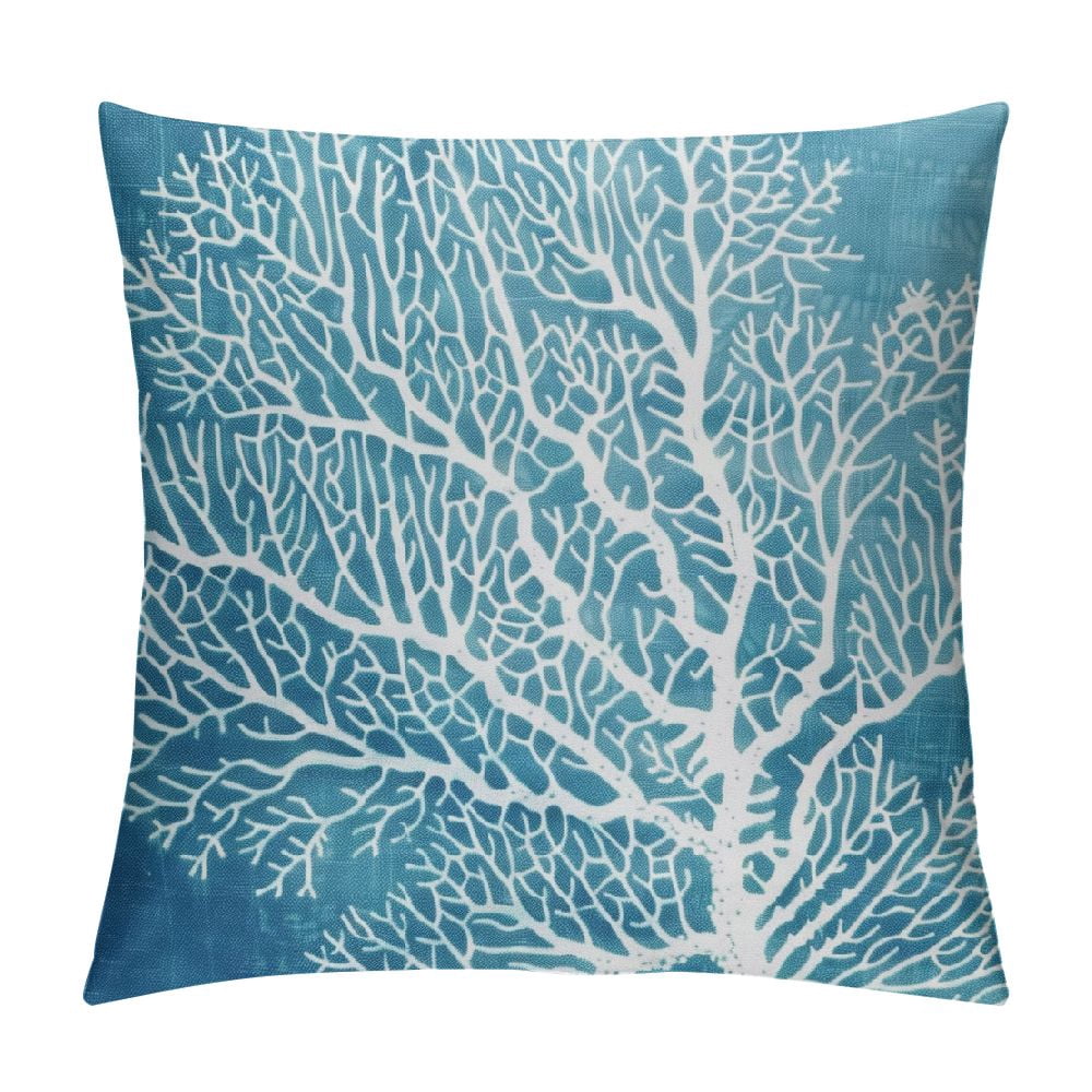 Beach Decor Lumbar Pillow Covers Set Of 2 - 12x20 Inch Blue Starfish Designs For Summer Coastal Home Decor