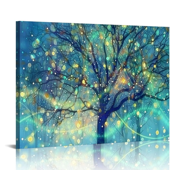 ONETECH Teal Tree Tree of Life Modern Abstract Wall Art Canvas 20x16 in / 16x12 in for Living Room Bedroom Home Office Decor 20x16in