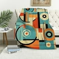 thumbnail image 1 of ONETECH Throw Blanket Retro Orange And Turquoise Geometric Mid Century Lightweight Fuzzy Blanket Retro Mid Century Modern Abstract Pattern Blanket for Couch Sofa Bed Office for Adult Kid Birthday, 1 of 6