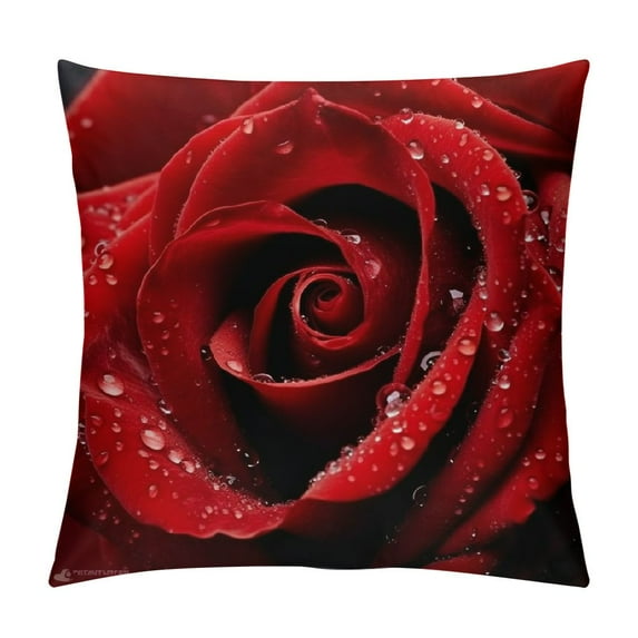 ONETECH Throw Pillow Case Red Rose Square Cushion Cover Standard Pillowcase for Men Women Home Decorative Sofa Armchair Bedroom Livingroom