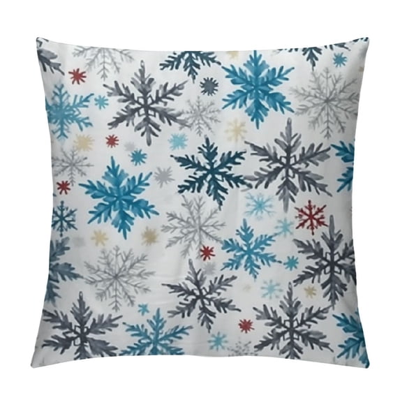 ONETECH Throw Pillow Cases Cozy Fleece Christmas Snowflakes Print Cushion Covers for Holiday Couch Sofa Home Decoration Smoke Blue Grey