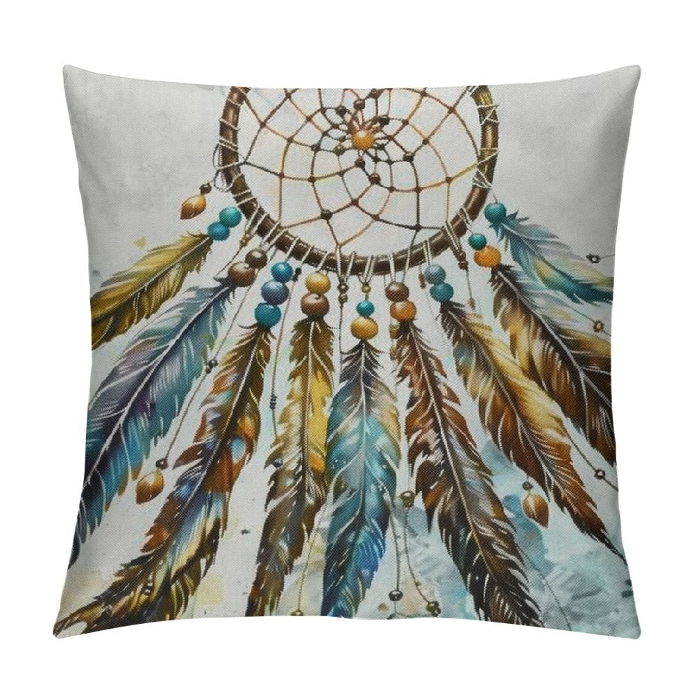 Throw Pillow Cover Dream Catcher Bohemian Boho Feather Tribal