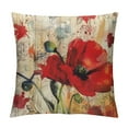 thumbnail image 1 of ONETECH  Throw Pillow Cover Red Poppy Floral Flower Paint Hand Drawn Brush Effect Design Art Print Digital Decor Lumbar Pillow Case Cushion for Sofa Couch Bed Standard, 1 of 5