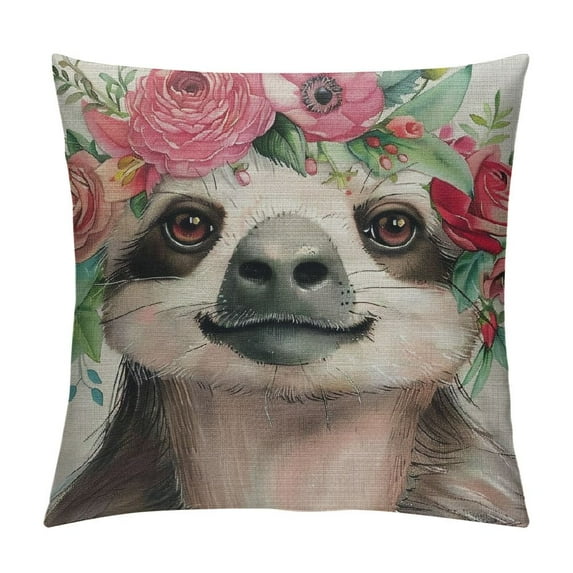 ONETECH Throw Pillow Cover Watercolor Cartoon Sloth Tropical Animal Pillow Case Decorative Outdoor Cushion Couch Sofa Pillowcases
