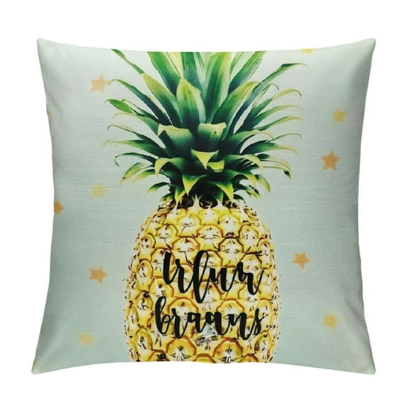 ONETECH Throw Pillow Cover Yellow Motivational with Pineapple Summer Fresh Design Juicy and Sweet in Bright Color Fruit Food Decorative Pillow Case for Couch Sofa Bed Chair