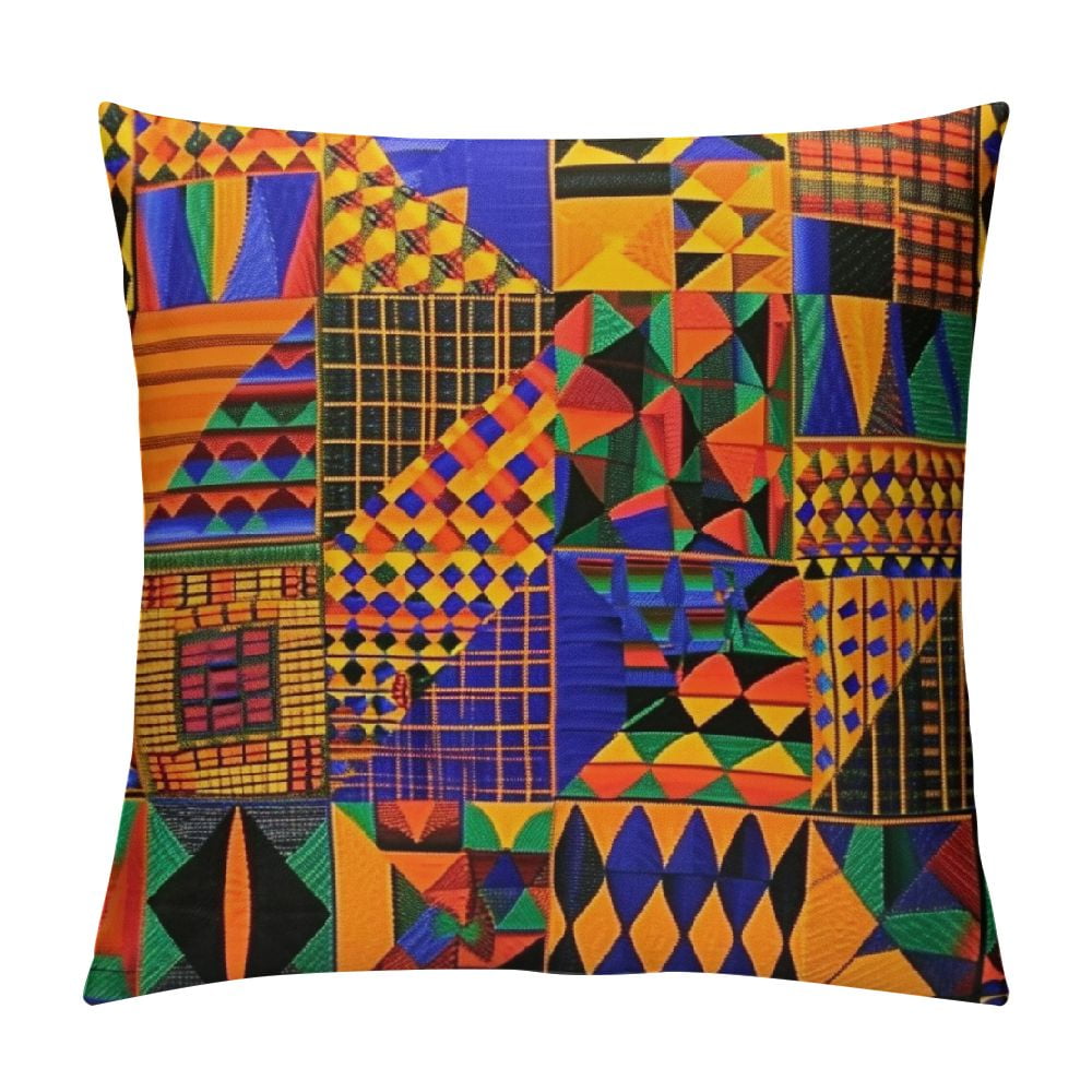 Throw Pillow Covers Ghana Kente African Print Tribal Decorative