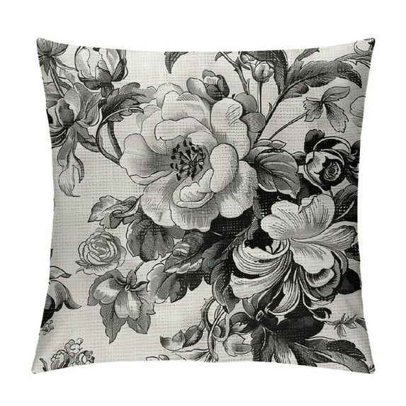 ONETECH Throw Pillow Covers Vintage Floral with Victorian Bouquet of Flowers on Garden Roses Tulips Delphinium Petunia Cushion Pillow Case