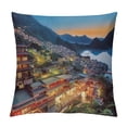 thumbnail image 1 of ONETECH  Throw Pillow Pillowcase Keelung Top View Jiufen Old Town Taiwan Street in Taipei Landmarks Vintage Asia Tea People Village Throw Pillow Cover Square Cushion for Couch Chair Bedding, 1 of 5