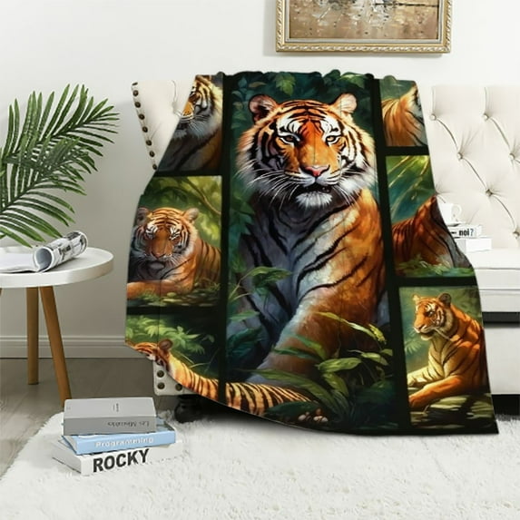 ONETECH Tiger Blanket, Tiger Decor, Tiger Gifts for Women Men, Animal Throw Blanket, Tiger Gifts for Kids Adults Boys Girls, Tiger Gifts for Tiger Lovers, Soft Cozy for Couch Throw Blanket