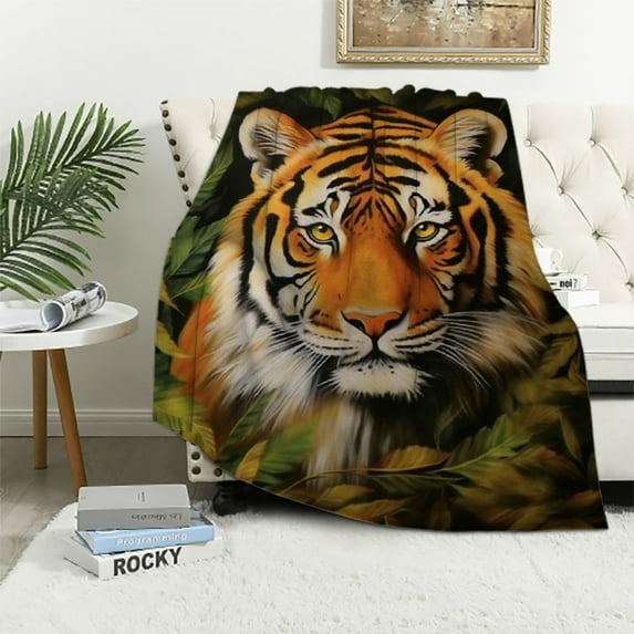 ONETECH Tiger Blanket Tiger Gifts for Girls Boys Tiger Throw Blanket for Winter Couch Sofa Bed Soft Warm Flannel