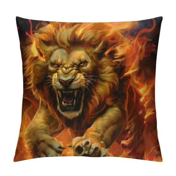 ONETECH Tiger and Lion Animal Throw Pillow Covers Decorative Pillowcases Throw Cushion Case for Bedroom, Living Room, Sofa, Couch and Bed