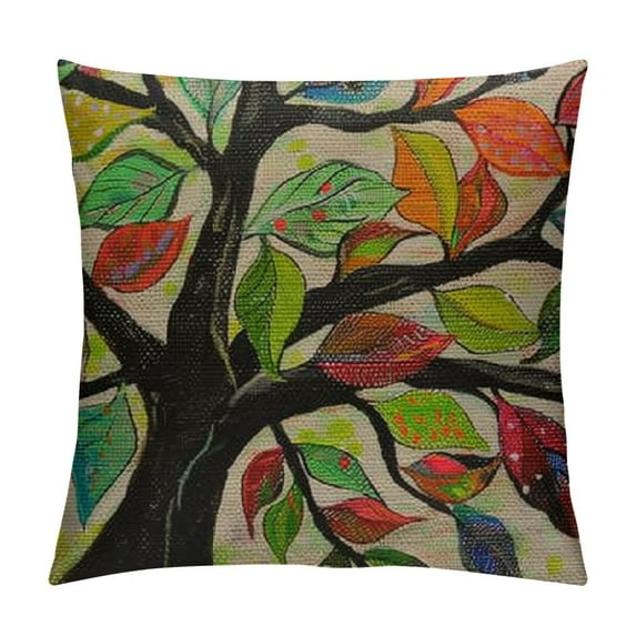 ONETECH Tree Farmhouse Pillow Cover, Colorful Tree Waist Lumbar Throw Pillow case Cushion Cover for Sofa Home Decorative
