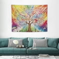 thumbnail image 1 of ONETECH  Tree Tapestry, Tree with Various Instruments Musical Notes Music Genres Typography Colorful Backdrop, Wide Wall Hanging for Bedroom Living Room Dorm, Yellow Red, 1 of 7