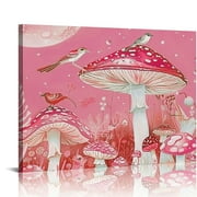 ONETECH Trendy Pink Mushroom Room Wall Art Decor, Pink Tarot Wall Prints for Bedroom Aesthetic, Wall Posters for Room Dorm Bedroom Decor, Birthday Gifts