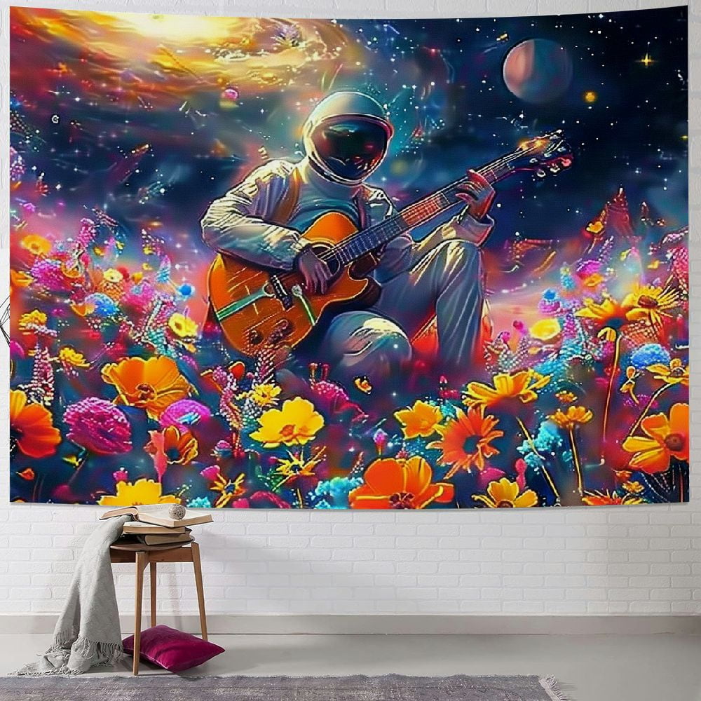 ONETECH Trippy Astronaut Tapestry Colorful Flower Tapestry Galaxy Space ...