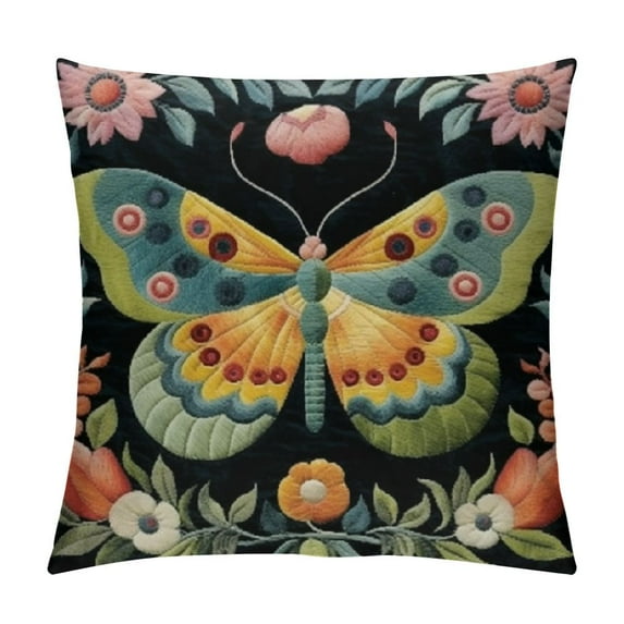 ONETECH Tropical Flowers Butterfies Pillows Cover Nordic Style Throw Pillow Covers Moon Phase Pillowcase Cushion Case BohTropical Leaves Pillow for Couch Sofa Home Office Butterfly Gift